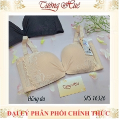 Áo lót nữ Darlin SKS 16326 Không Gọng Mút Mỏng Ren Xẻ V Sâu Phối Lưng Lưới Bảng Vừa 3 Móc Cài.