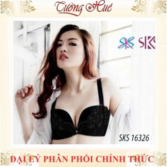 Áo lót nữ Darlin SKS 16326 Không Gọng Mút Mỏng Ren Xẻ V Sâu Phối Lưng Lưới Bảng Vừa 3 Móc Cài.