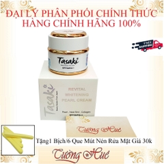 Kem Tasaki Dưỡng Trắng Da Ngọc Trai - Tổ Yến - Collagen - 20g - Trắng ( Tặng 1 Bịch/6 Que Mút Rửa Mặt )