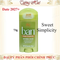 Lăn Khử Mùi Nữ BAN Inisible Solid Antiperspirant Deodorant - 73g (Có Lựa Chọn)