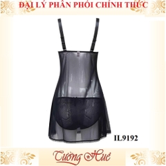 SALE SALE SALE -Đầm ngủ Bon Bon IL9192 hai dây, không cúp lưới xuyên thấu.