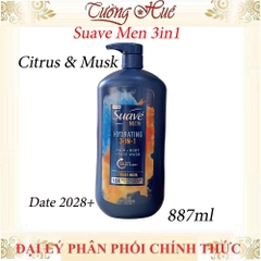 Tắm Gội Xả Cho Nam Suave Men 3in1 Nhiều Mùi Hương Lựa Chọn - 828ml/878ml