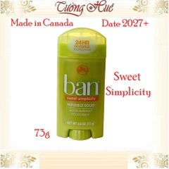 Lăn Khử Mùi Nữ BAN Inisible Solid Antiperspirant Deodorant - 73g (Có Lựa Chọn)