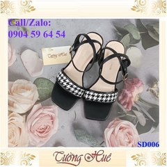 [Ảnh Thật 100%] Sandal Cao Gót Quai Ngang Hở Mũi Gót Trụ Tròn Cao 7CM - SD006