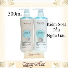Cặp Gội Xả Kiểm Soát Dầu, Ngăn Gàu Olexrs HairSalon Collagen Complex Shampoo & Conditioner - Xanh biển