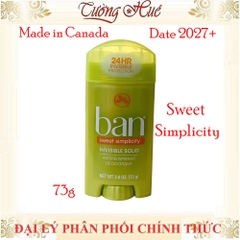 Lăn Khử Mùi Nữ BAN Inisible Solid Antiperspirant Deodorant - 73g (Có Lựa Chọn)