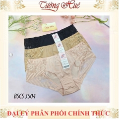 Quần Lót Nữ Bon Bon BSCS 3504 Lưng Vừa Trơn Phối Viền Ren Hoa.