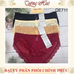 Quần Lót Nữ Thun Lạnh Escanté QE711 Lưng Vừa Lưới Viền Ren Co Dãn Thoáng Mát