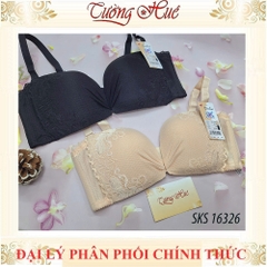 Áo lót nữ Darlin SKS 16326 Không Gọng Mút Mỏng Ren Xẻ V Sâu Phối Lưng Lưới Bảng Vừa 3 Móc Cài.