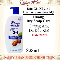 Dầu Gội Xả 2in1 Head & Shoulders Mỹ Dưỡng Ẩm Da Đầu Sạch Gàu - 835ml