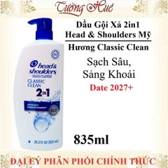 Dầu Gội Xả 2in1 Head & Shoulders Mỹ Dưỡng Ẩm Da Đầu Sạch Gàu - 835ml