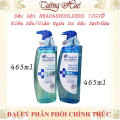 Dầu Gội HEAD & SHOULDERS 72 GIỜ Kiềm Dầu/ Giảm Ngứa Da Đầu Và Làm Sạch Gàu - 460ml