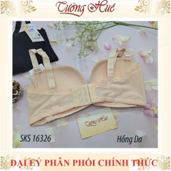 Áo lót nữ Darlin SKS 16326 Không Gọng Mút Mỏng Ren Xẻ V Sâu Phối Lưng Lưới Bảng Vừa 3 Móc Cài.