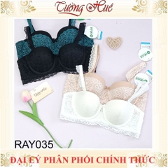 Áo lót nữ Relax RAY035 Cúp Ngang Phối Ren Lưới Đệm Mút Vừa Tầm 1cm.