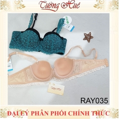 Áo lót nữ Relax RAY035 Cúp Ngang Phối Ren Lưới Đệm Mút Vừa Tầm 1cm.
