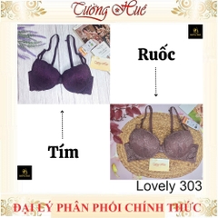 Áo Lót nữ Lovely303 Cài Trước Ren Có Gọng Mút Đệm 3.5cm Cúp Ngang Dây Tùy Chỉnh Tháo Rời 2 Kiểu Mặc