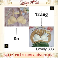 Áo Lót nữ Lovely303 Cài Trước Ren Có Gọng Mút Đệm 3.5cm Cúp Ngang Dây Tùy Chỉnh Tháo Rời 2 Kiểu Mặc