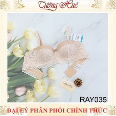 Áo lót nữ Relax RAY035 Cúp Ngang Phối Ren Lưới Đệm Mút Vừa Tầm 1cm.