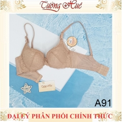 Áo lót nữ Lamagie A91 Có Gọng Ren Phối Lưới Mút Vừa 2cm Bảng Lưng To