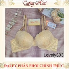 Áo Lót nữ Lovely303 Cài Trước Ren Có Gọng Mút Đệm 3.5cm Cúp Ngang Dây Tùy Chỉnh Tháo Rời 2 Kiểu Mặc