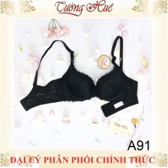 Áo lót nữ Lamagie A91 Có Gọng Ren Phối Lưới Mút Vừa 2cm Bảng Lưng To