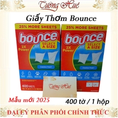 Giấy Thơm Quần Áo Bounce Của Mỹ Dùng Cho Máy Sấy Hoặc Tủ Quần Áo- 1 Hộp/400 tờ- Mẫu mới 2025