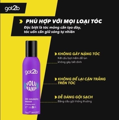 Bọt Tạo Độ Phồng Cho Tóc Got2b Volumania 24h Volumising Mousse - 250ml (Tím)