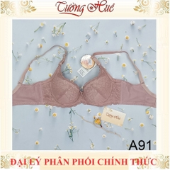 Áo lót nữ Lamagie A91 Có Gọng Ren Phối Lưới Mút Vừa 2cm Bảng Lưng To