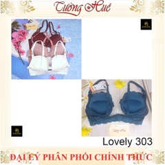 Áo Lót nữ Lovely303 Cài Trước Ren Có Gọng Mút Đệm 3.5cm Cúp Ngang Dây Tùy Chỉnh Tháo Rời 2 Kiểu Mặc