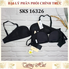 Áo lót nữ Darlin SKS 16326 Không Gọng Mút Mỏng Ren Xẻ V Sâu Phối Lưng Lưới Bảng Vừa 3 Móc Cài.