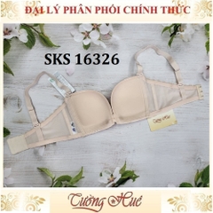 Áo lót nữ Darlin SKS 16326 Không Gọng Mút Mỏng Ren Xẻ V Sâu Phối Lưng Lưới Bảng Vừa 3 Móc Cài.