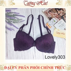 Áo Lót nữ Lovely303 Cài Trước Ren Có Gọng Mút Đệm 3.5cm Cúp Ngang Dây Tùy Chỉnh Tháo Rời 2 Kiểu Mặc