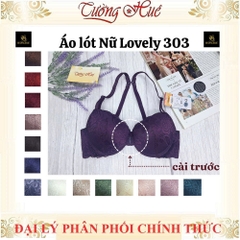 Áo Lót nữ Lovely303 Cài Trước Ren Có Gọng Mút Đệm 3.5cm Cúp Ngang Dây Tùy Chỉnh Tháo Rời 2 Kiểu Mặc