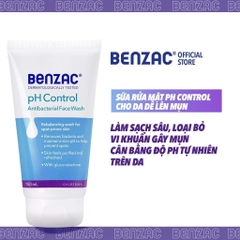 Sữa rửa mặt diệt khuẩn & cân bằng pH cho da mụn BENZAC pH Control Antibacterial Wash 150ml