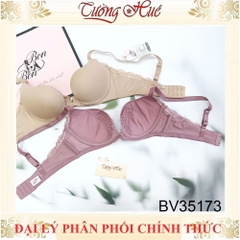 Áo lót nữ Bon Bon BV35173 Cúp Trơn Phối Ren Khoét Sâu Mút Mỏng Vừa.