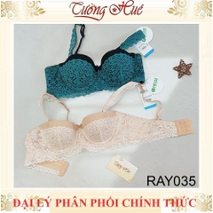 Áo lót nữ Relax RAY035 Cúp Ngang Phối Ren Lưới Đệm Mút Vừa Tầm 1cm.