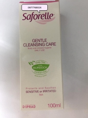 SAFORELLE GENTLE CLEANSING CARE 100ML . GEL RỬA NHẸ DỊU THÍCH HỢP DÙNG HÀNG NGÀY ĐỂ VỆ SINH CƠ QUAN SINH DỤC NGOÀI VÀ CHĂM SÓC CƠ THỂ CHO DA NHẠY CẢM  HOẶC DỄ BỊ KÍCH ỨNG .