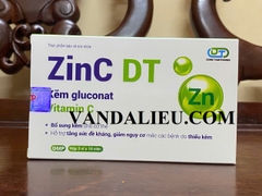 ZINC DT KẼM GLUCONAT + VITAMIN C (HỘP 3 VỈ X 10 VIÊN). BỔ SUNG KẼM, GIẢM TÌNH TRẠNG THIẾU KẼM, GÂY VIÊM DA, MỤN TRỨNG CÁ, RỤNG TÓC, KÉM ĂN, TĂNG CƯỜNG HỆ MIÊN DỊCH.