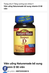 Viên uống bổ sung Vitamin D3 Nature Made 1000 IU