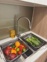 Rổ inox gác bồn rửa bát size L