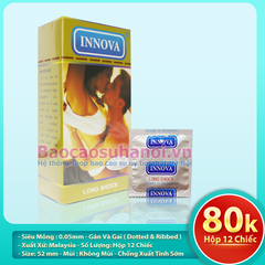 Bao Cao Su Innova Long Shock Màu Vàng Dotted & Ribbed Hộp 12 Chiếc