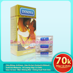 Bao Cao Su Innova Long Shock Màu Vàng Dotted & Ribbed Hộp 12 Chiếc