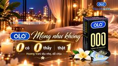 Bao Cao Su OLO 0.01 Size 52mm Siêu Mỏng, Hương vani Hộp 8 Chiếc