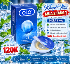 Bao Cao Su OLO ICE Tinh Chất Bạc Hà Mát Lạnh Hộp 8 Chiếc