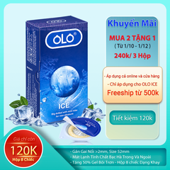 Bao Cao Su OLO ICE Tinh Chất Bạc Hà Mát Lạnh Hộp 8 Chiếc