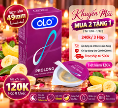 Bao Cao Su OLO Prolong Trơn, Size nhỏ 49mm, Chống Xuất Tinh Sớm Hộp 8 Chiếc