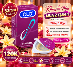 Bao Cao Su OLO Prolong Size 52mm, Trơn, Chống Xuất Tinh Sớm Hộp 8 Chiếc