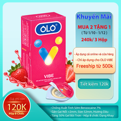 Bao Cao Su OLO Vibe Size 52mm Gân Gai Lớn Chống Xuất Tinh Sớm Hộp 8 Chiếc