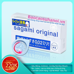 Bao Cao Su Sagami Original 0.02 Quick Màu Xanh Có Dây Rút Đeo Nhanh Hộp 6 Chiếc