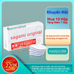 Bao Cao Su Sagami original 0.02mm Siêu Mỏng Non Latex Hộp 6 Chiếc